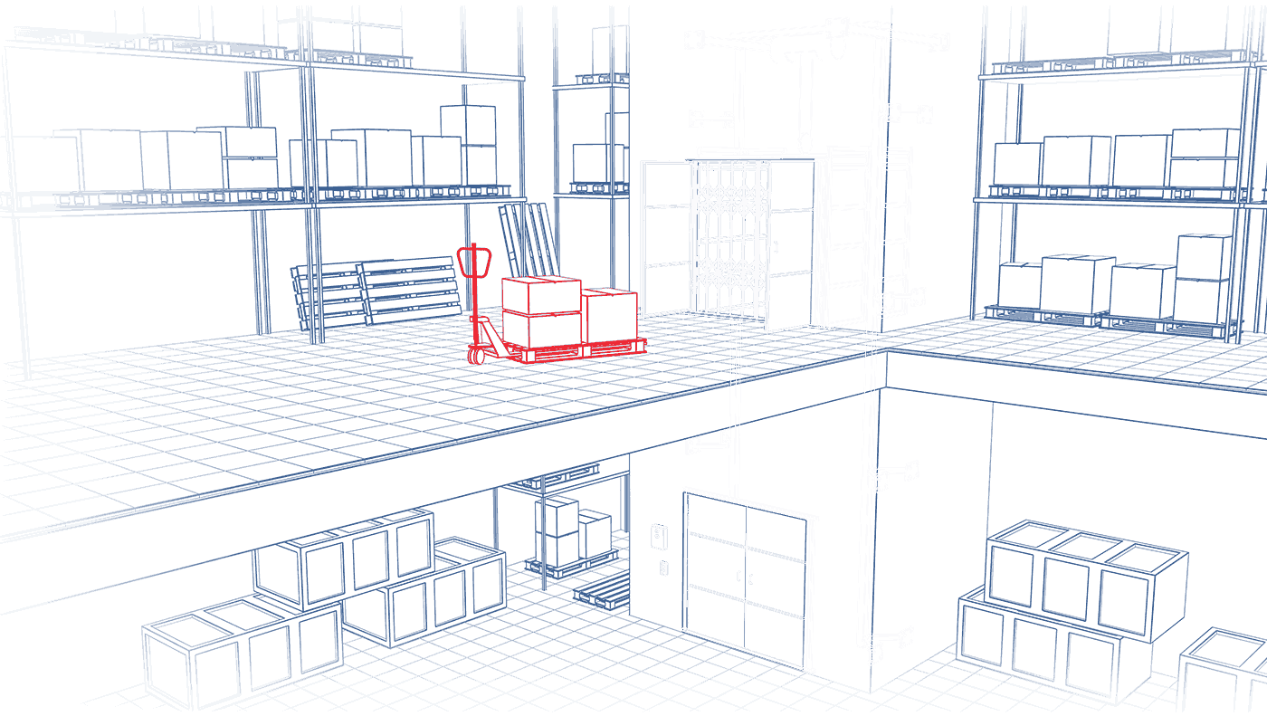 Промышленный цех с грузовыми подъемниками