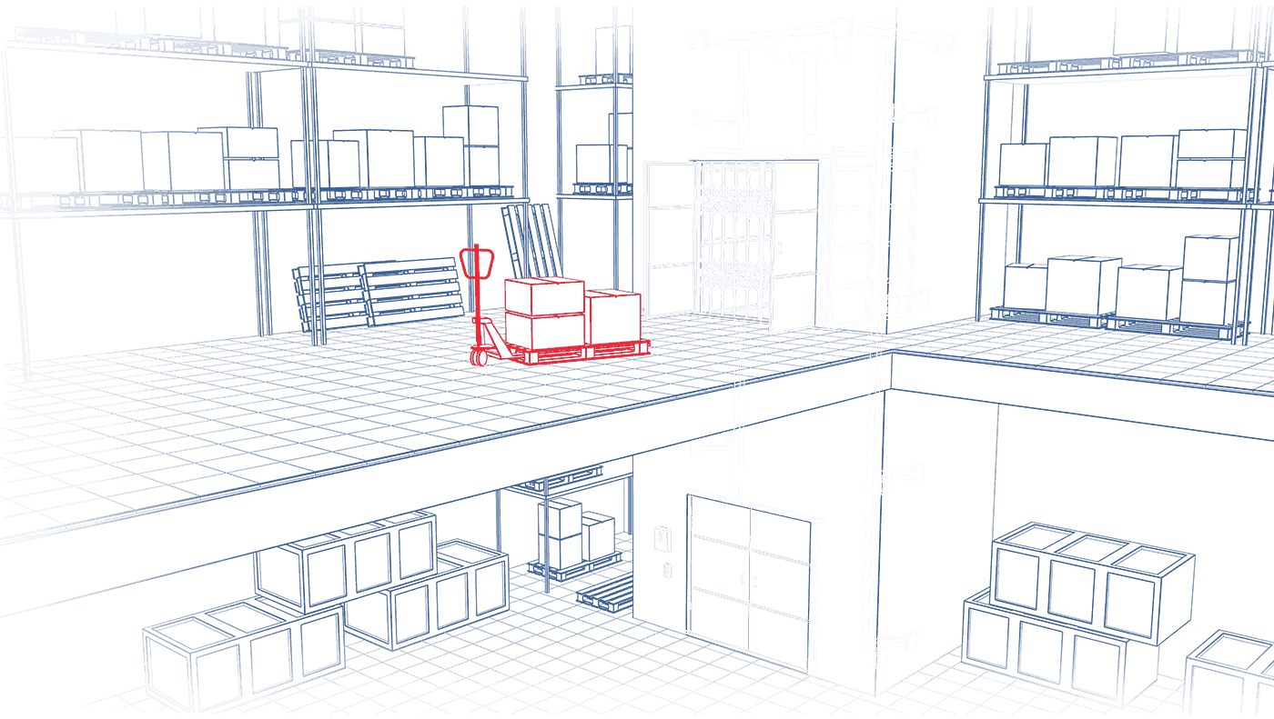 Промышленный цех с грузовыми подъемниками
